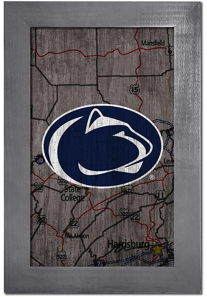 Penn State Nittany Lions City Map Sign - Blue