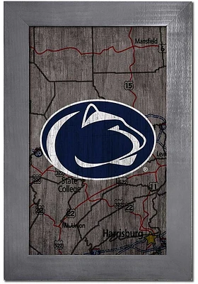 Penn State Nittany Lions City Map Sign - Blue