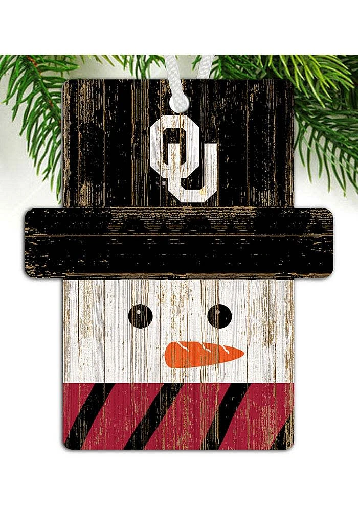 Oklahoma Sooners Snowman Ornament - Red