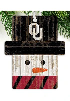 Oklahoma Sooners Snowman Ornament - Red