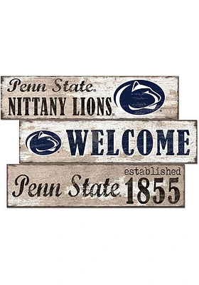 Penn State Nittany Lions Welcome 3 Plank Sign - Blue