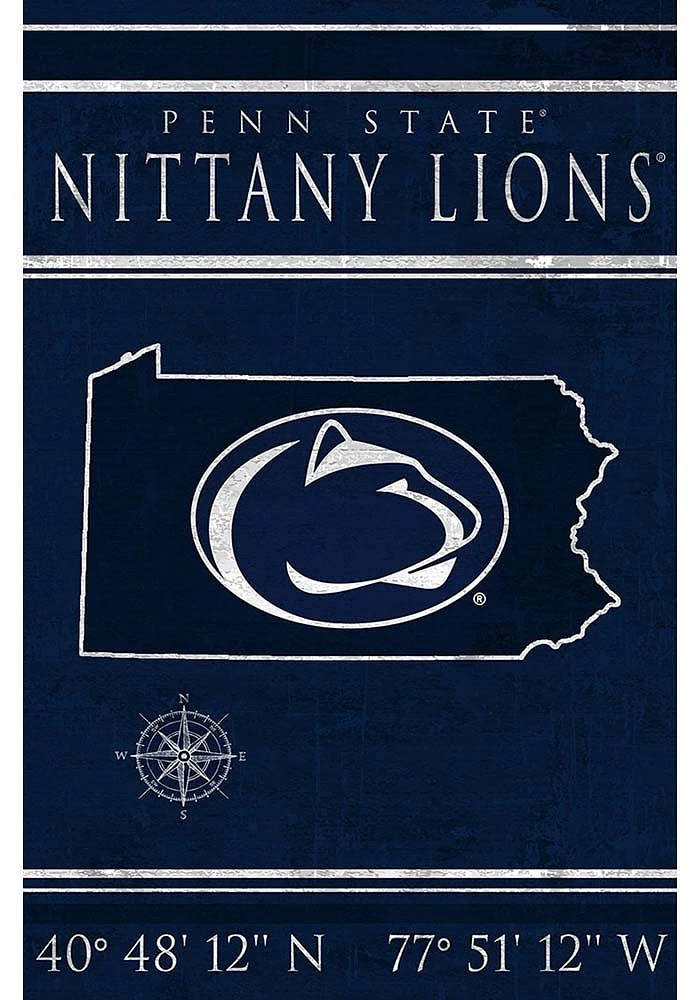 Penn State Nittany Lions Coordinates 17x26 Sign - Blue