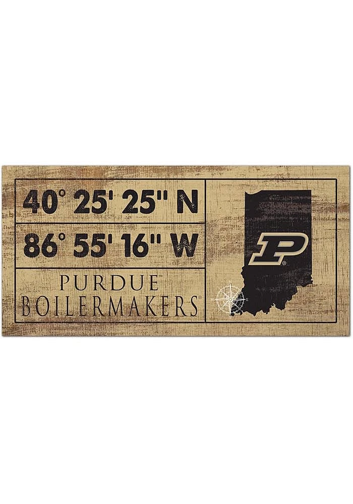 Purdue Boilermakers Horizontal Coordinate Sign - Black
