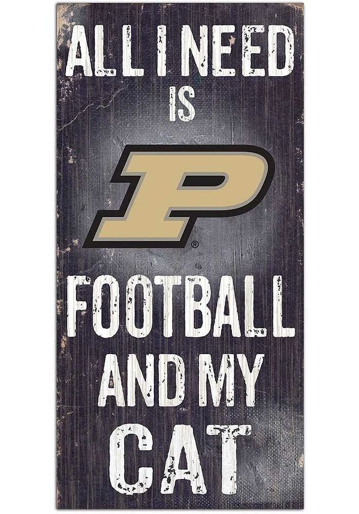 Purdue Boilermakers Football and My Cat Sign - Black
