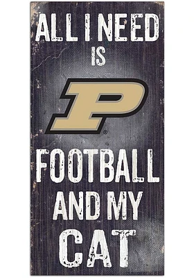 Purdue Boilermakers Football and My Cat Sign - Black