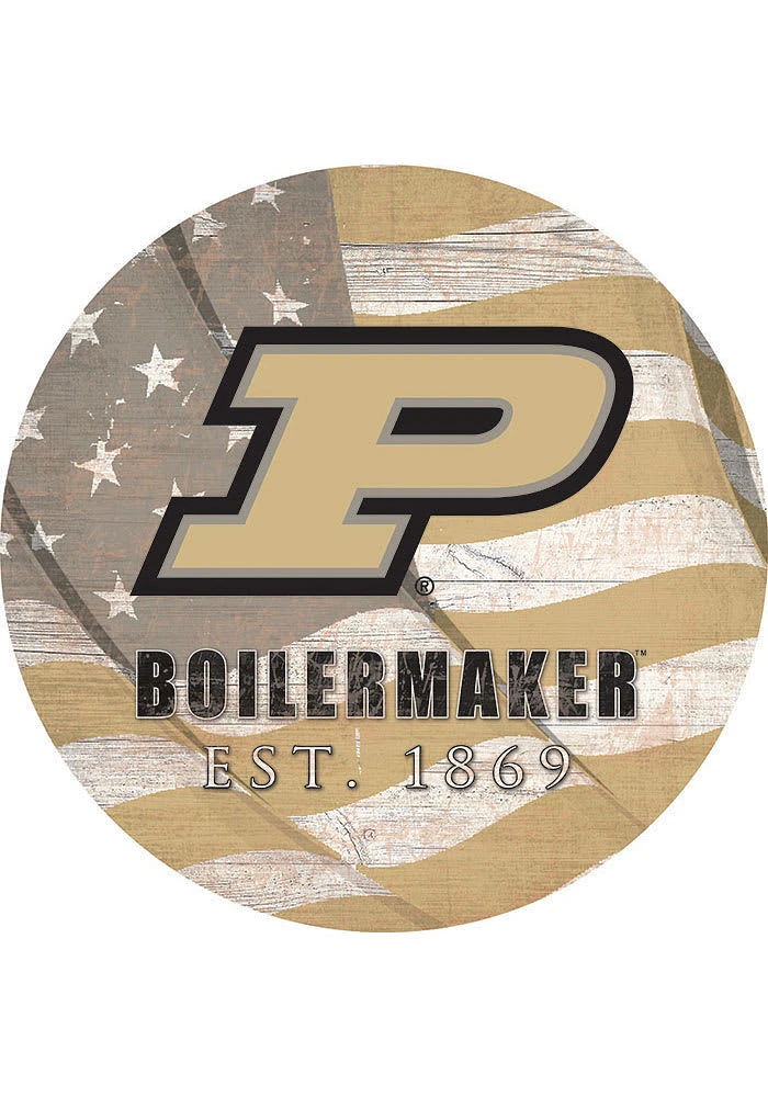 Purdue Boilermakers 24in Flag Circle Sign - Black