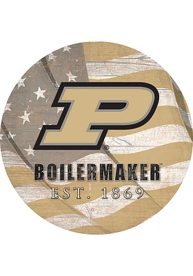 Purdue Boilermakers 24in Flag Circle Sign - Black