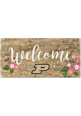 Purdue Boilermakers Welcome Floral Sign - Black