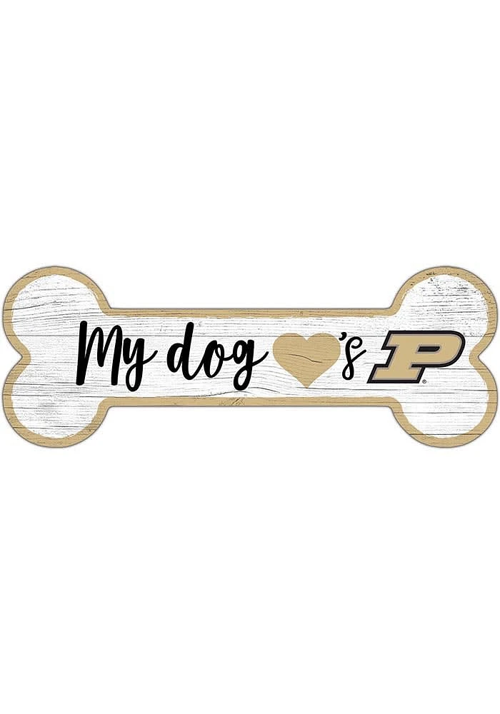 Purdue Boilermakers Dog Bone 6x12 Sign - Black