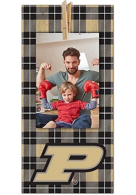 Purdue Boilermakers Plaid Clothespin Sign - Black