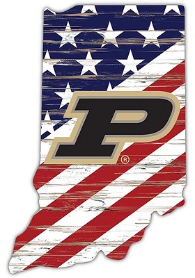 Purdue Boilermakers 12 Inch USA State Cutout Sign - Black