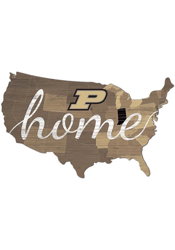 Purdue Boilermakers USA Shape Cutout Sign - Black