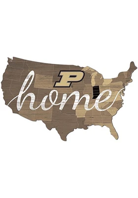 Purdue Boilermakers USA Shape Cutout Sign - Black