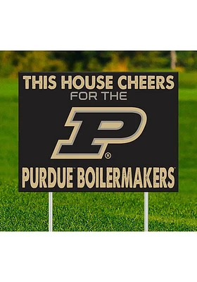 Purdue Boilermakers This House Cheers For Yard Sign - Black