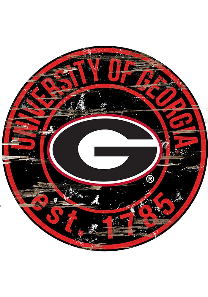 Georgia Bulldogs Established Date Circle 24 Inch Sign - Black