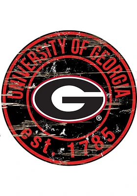 Georgia Bulldogs Established Date Circle 24 Inch Sign - Black