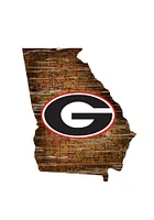 Georgia Bulldogs Distressed State 24 Inch Sign - Brown