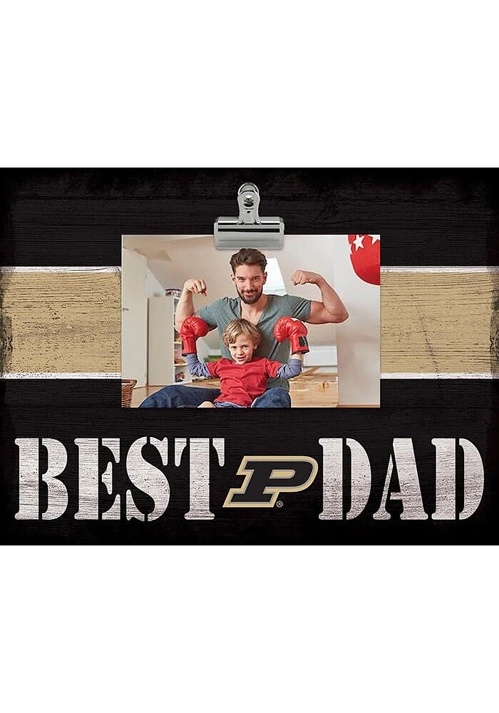 Purdue Boilermakers Best Dad Striped Clip Picture Frame - Black