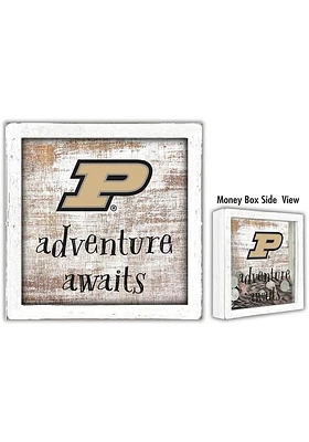 Purdue Boilermakers Adventure Awaits Box Sign - Black