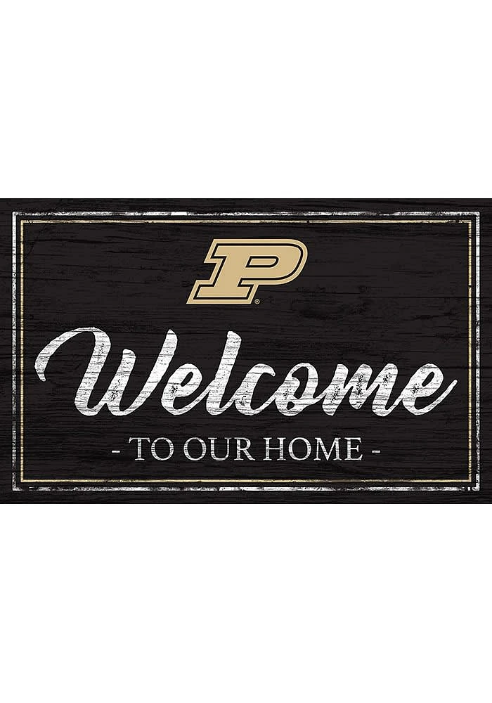Purdue Boilermakers Team Welcome 11x19 Sign - Black