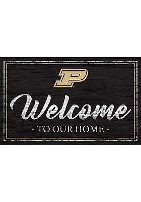 Purdue Boilermakers Team Welcome 11x19 Sign - Black