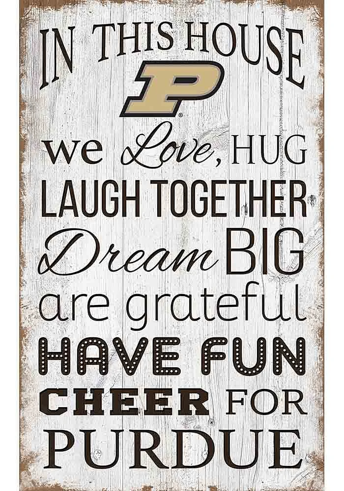 Purdue Boilermakers In This House 11x19 Sign - Black