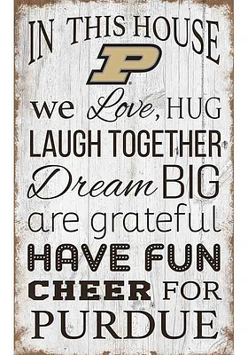 Purdue Boilermakers In This House 11x19 Sign - Black