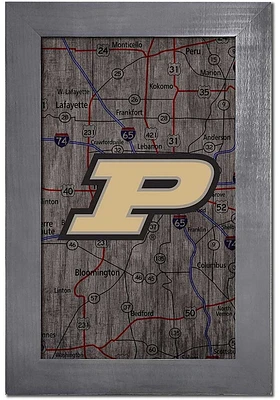 Purdue Boilermakers City Map Sign - Black