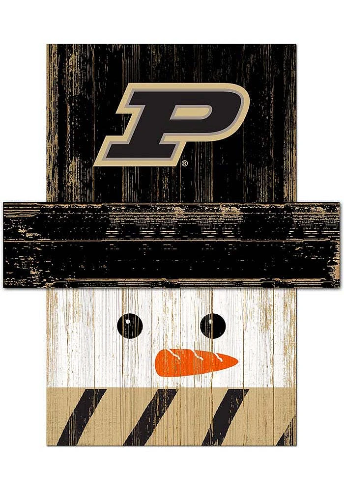 Purdue Boilermakers Snowman Head Sign - Black