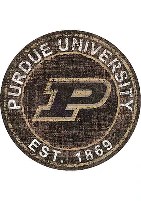 Purdue Boilermakers Round Heritage Logo Sign - Black