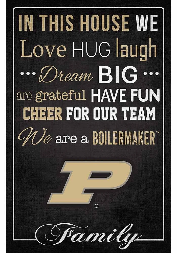 Purdue Boilermakers In This House 17x26 Sign - Black