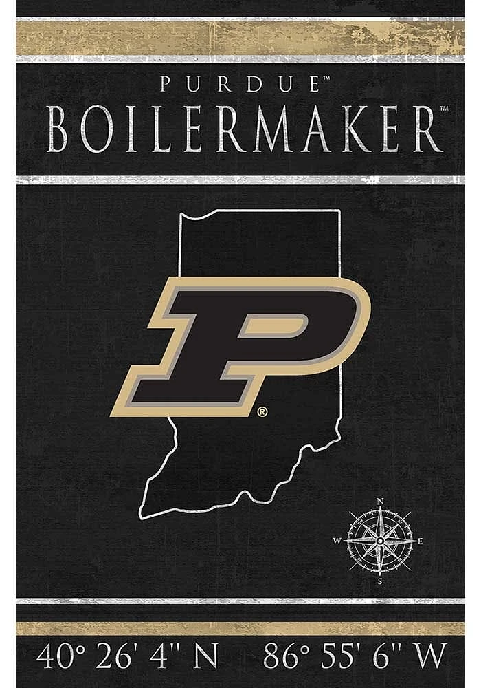 Purdue Boilermakers Coordinates 17x26 Sign - Black