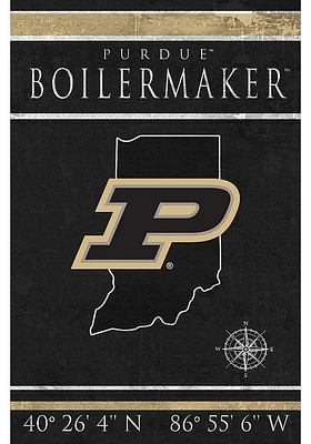 Purdue Boilermakers Coordinates 17x26 Sign - Black