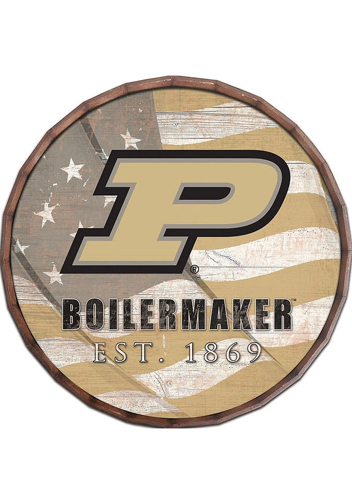 Purdue Boilermakers Flag 24 Inch Barrel Top Sign - Black