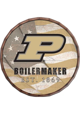 Purdue Boilermakers Flag 24 Inch Barrel Top Sign - Black