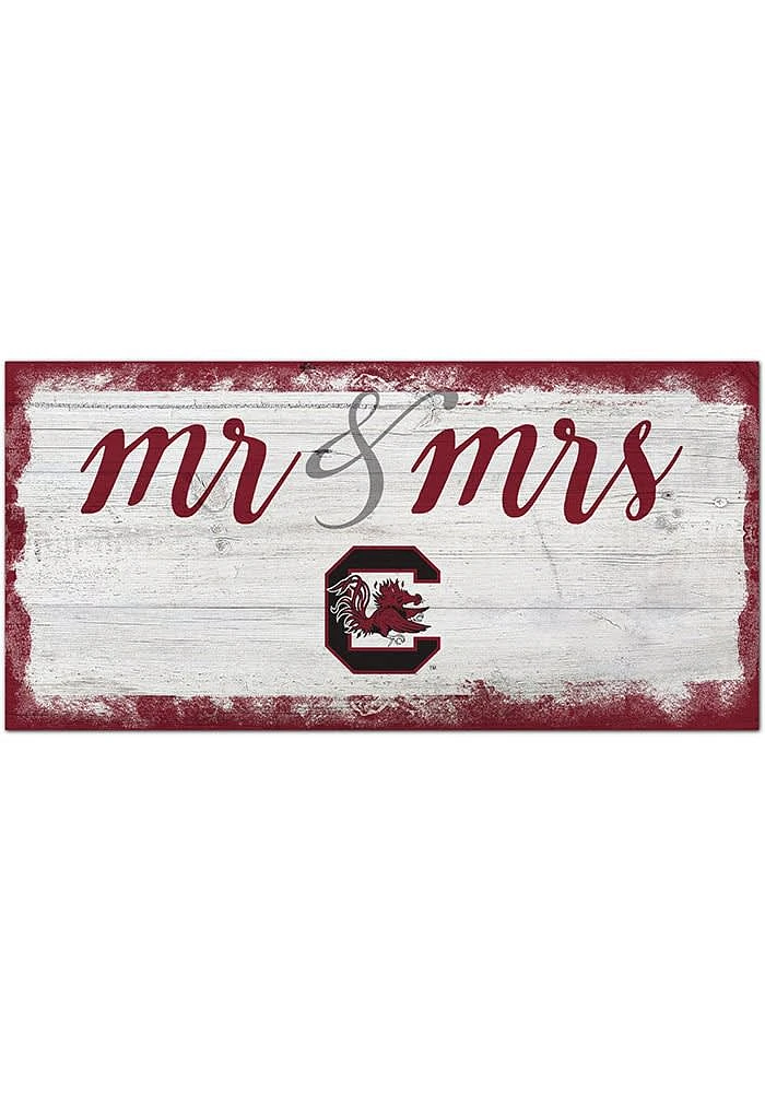 South Carolina Gamecocks Script Mr and Mrs Sign - Red