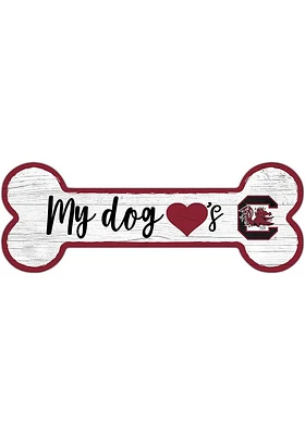South Carolina Gamecocks Dog Bone 6x12 Sign - Red
