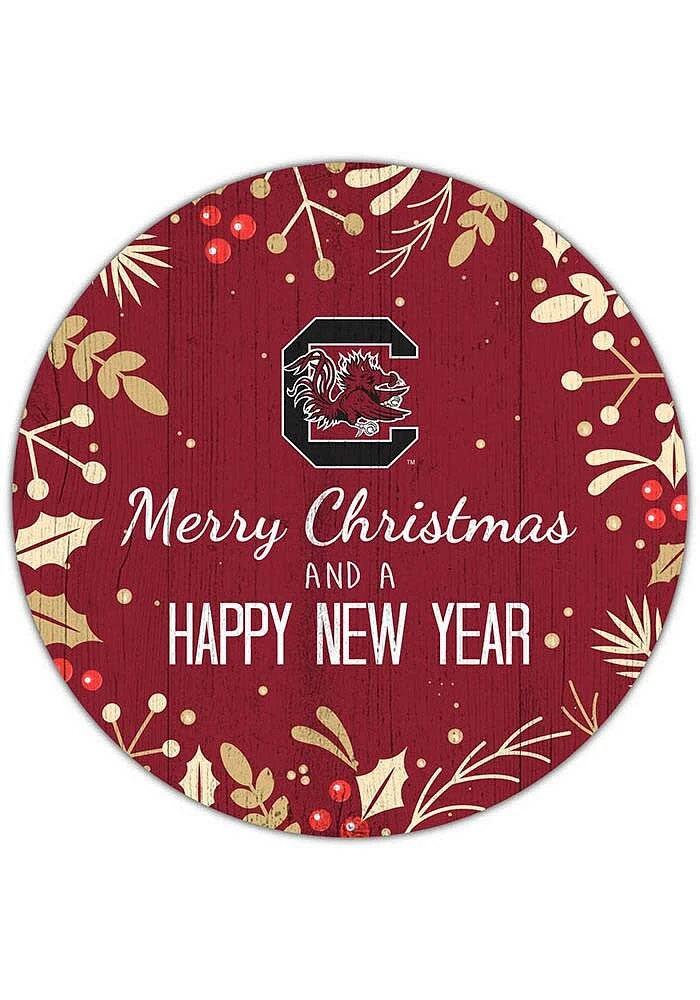 South Carolina Gamecocks Merry Christmas and New Year Circle Sign - Red