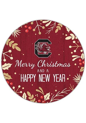 South Carolina Gamecocks Merry Christmas and New Year Circle Sign - Red