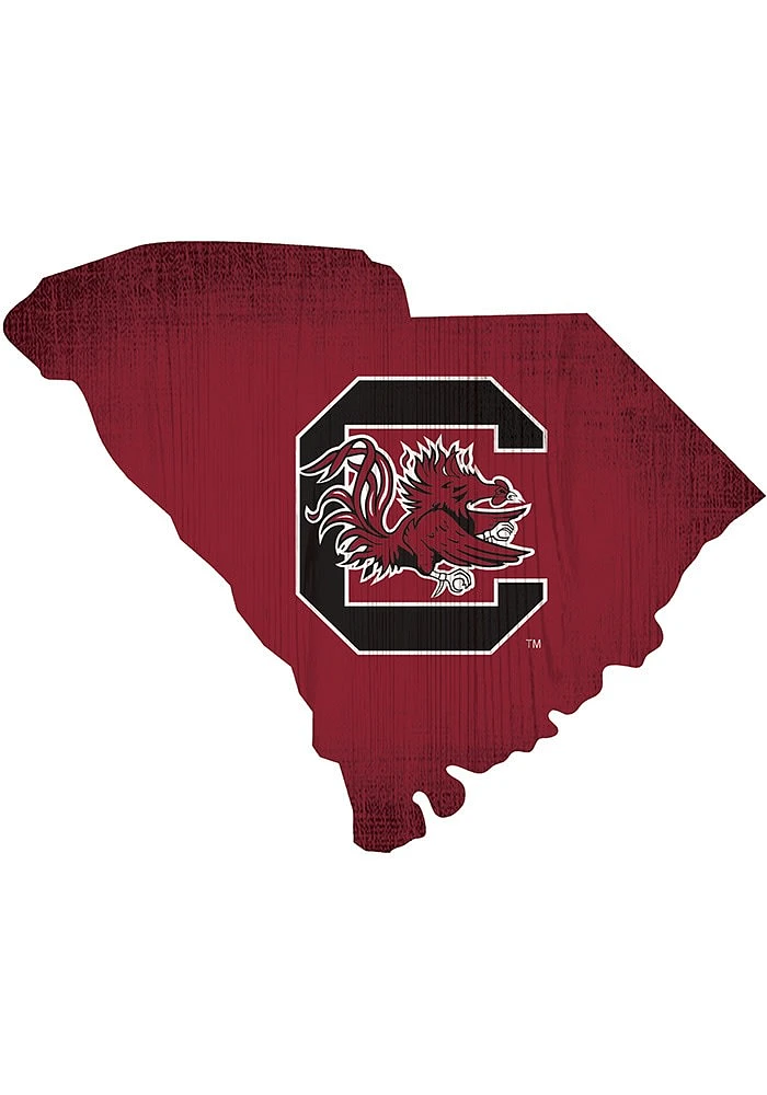 South Carolina Gamecocks State Cutout Sign - Red