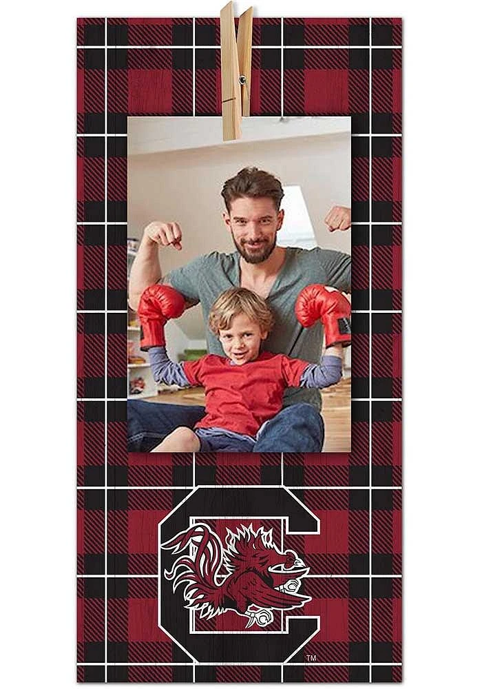 South Carolina Gamecocks Plaid Clothespin Sign - Red