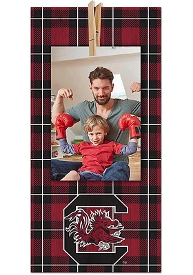 South Carolina Gamecocks Plaid Clothespin Sign - Red
