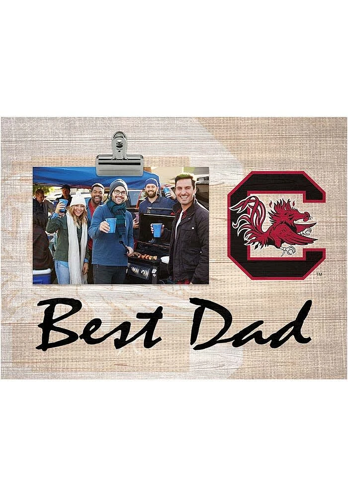 South Carolina Gamecocks Best Dad Burlap Clip Picture Frame - Red