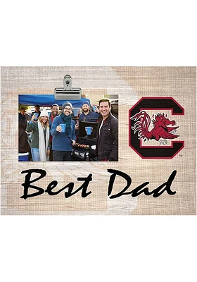 South Carolina Gamecocks Best Dad Burlap Clip Picture Frame - Red