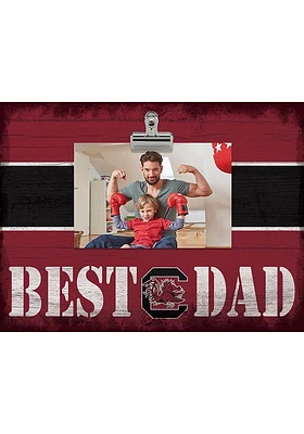 South Carolina Gamecocks Best Dad Striped Clip Picture Frame - Red