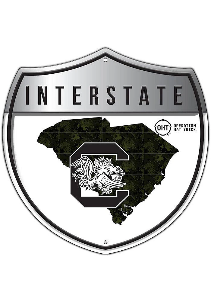 South Carolina Gamecocks 24in OHT Camo Interstate Sign - Red