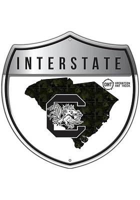 South Carolina Gamecocks 24in OHT Camo Interstate Sign - Red