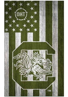 South Carolina Gamecocks 11x19 OHT Military Flag Sign - Red