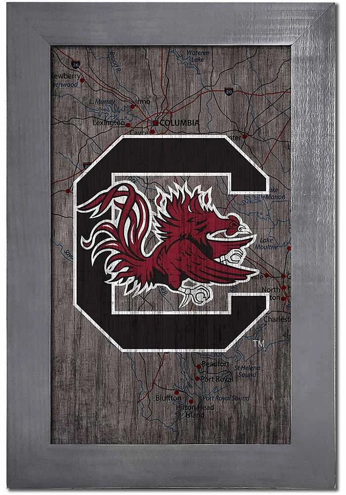 South Carolina Gamecocks City Map Sign - Red