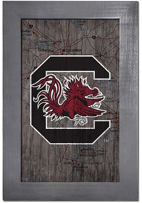 South Carolina Gamecocks City Map Sign - Red